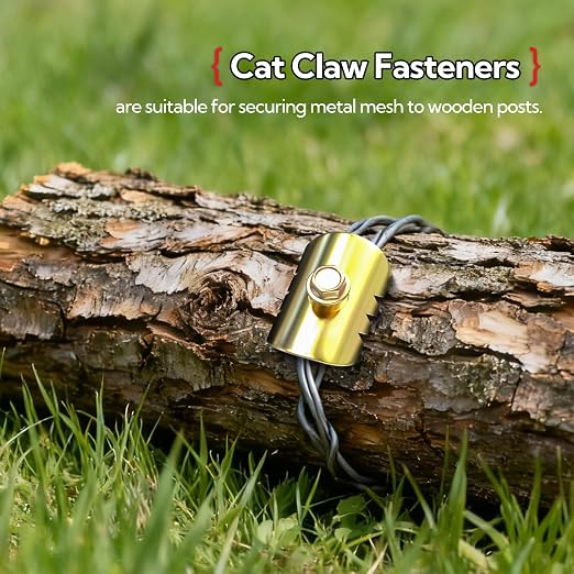 200Pcs 1.5" Cat Claw Fasteners, Reuse Galvanized Fence Staples with Drill Bit for Wire Fencing Mesh