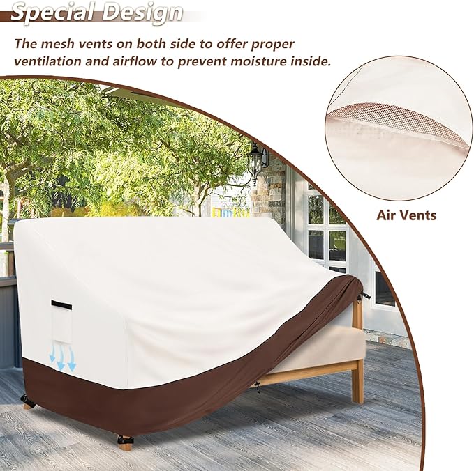 Outdoor Couch Cover,Heavy-Duty Waterproof Outdoor Sofa Cover,All-Weather Patio Furniture Covers for Loveseats & Benches (Beige, Fits 53" W x 35" D x 31" H)