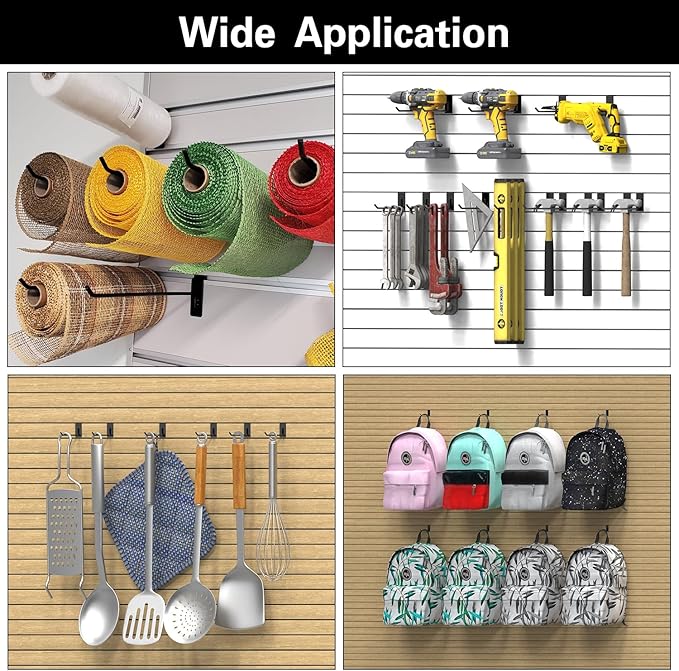 3-H Slatwall Hooks 30PC, 5 Inch, Extra Large Thick Backplate(3.35×1.38 x 0.08 Steel), Heavy Duty Smooth Glide, Compatible with Proslat, Crownwall &Standard Slatwall Panels for Garage, Retail Display