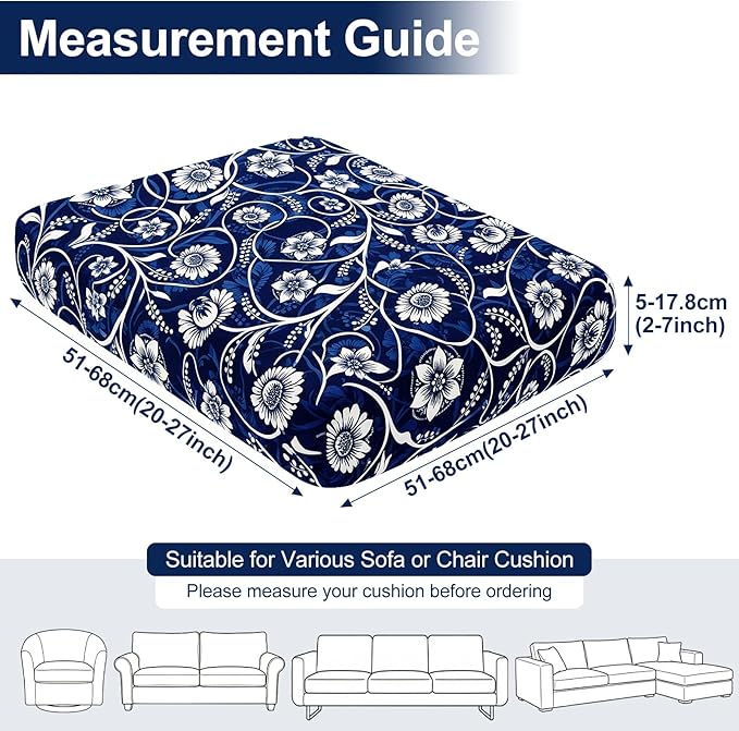 Smiry Waterproof Patio Cushion Covers, Stretch Outdoor Couch Slipcovers Replacement Washable Furniture Protector Sofa Chair Seat Cover for Dogs and Pets (4 Pcs, Navy)