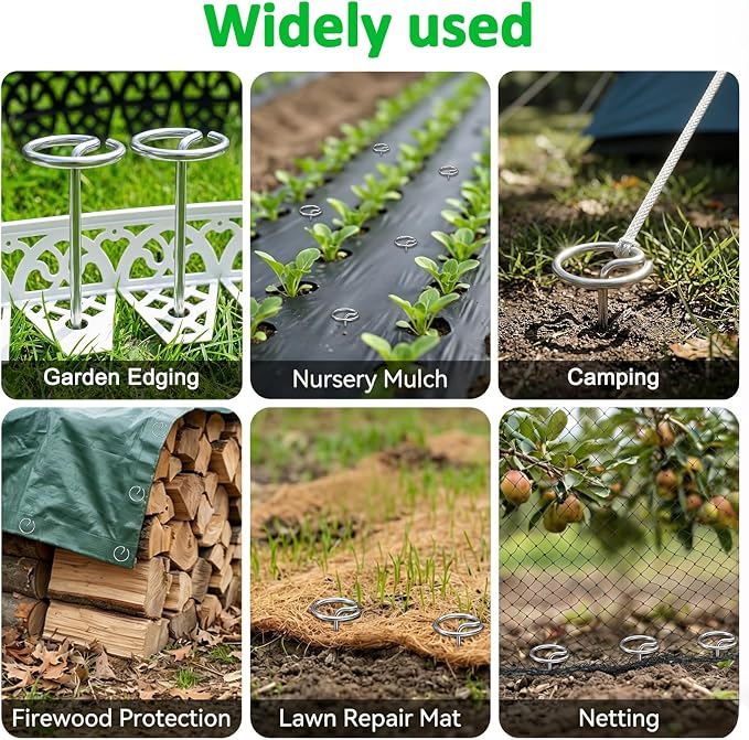 150 Pcs 6-Inch Heavy Duty Landscape Staples - Thickened G-Shaped Galvanized Steel Pins, Rust-Resistant for Weed Barrier Fabric, Erosion Control, Ground Cover & All Landscaping Projects