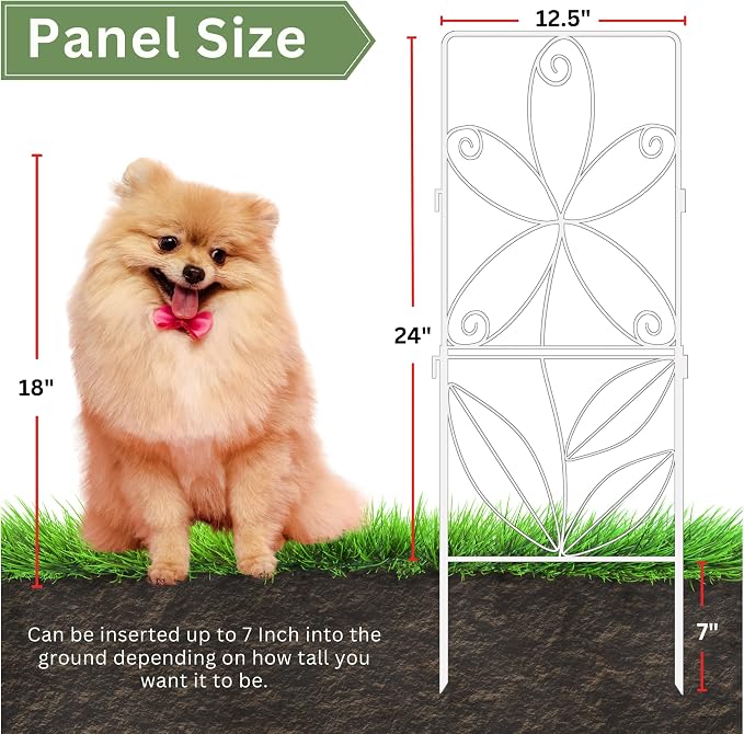 ShopLaLa Garden Fence (10 Panels) 12.5in(L) x 31in(H) Rustproof White Metal Wire Decorative Floral Flower Bed Edging for Landscape, Animal Barrier Fencing Small Dog Yard Gate Fences Tall Outdoor Decor