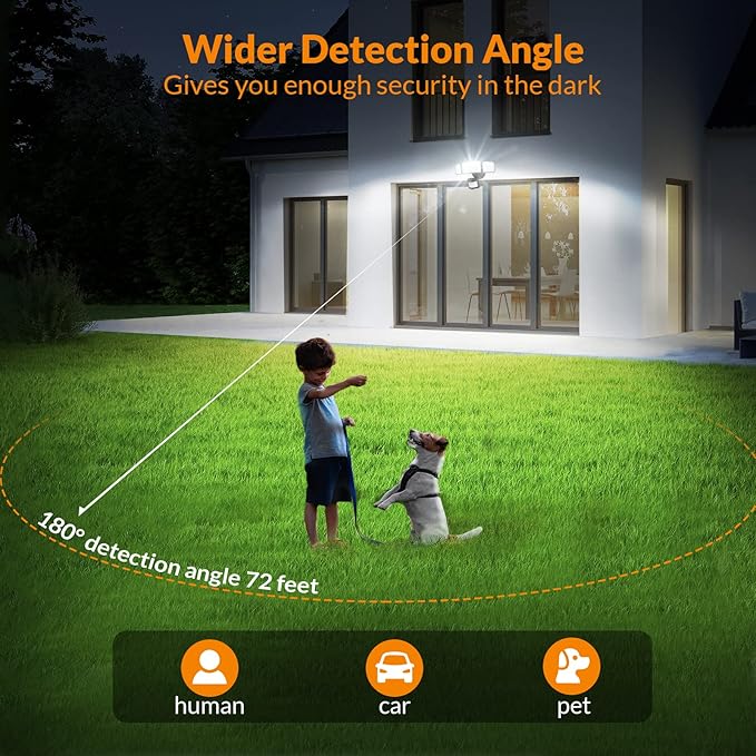LEPOWER 1600LM LED Solar Security Lights Motion Outdoor, 5500K White Light, IP65 Waterproof Outside Flood Solar Light for Yard, Garage（Brown）