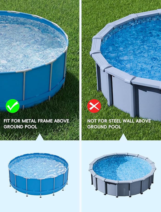 POOLHOUR Solar Pool Lights for Above Ground Pools (Metal Frame Only), LED Above Ground Pool Light with Remote & Timer, Submersible Underwater Lighting, 10-Color RGB 4-Mode Poolside Solar Light, 1 Pack
