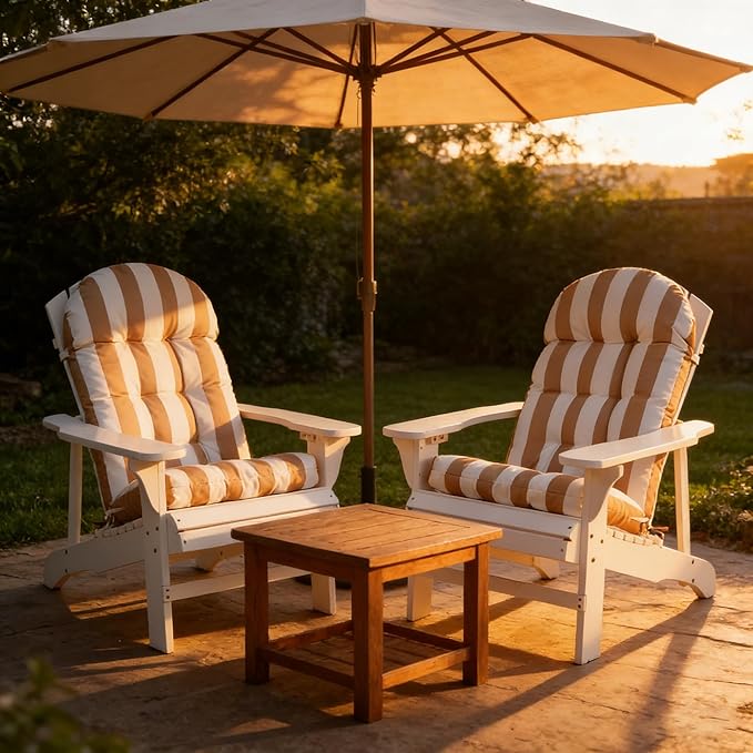 Enipate Weather Resistant Adirondack Chair Cushions Set of 2 High Back Indoor Outdoor Patio Tufted Lounge Cushion Seat Pads