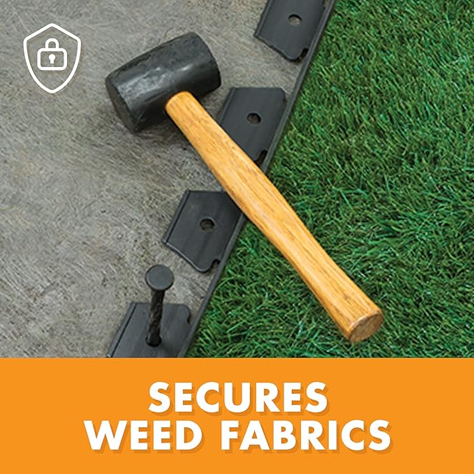 EasyFlex No-Dig Landscape Edging with BONUS Anchoring Spikes, 1.5 in. Tall Straight Top Plastic Garden Border, 40 Foot Kit, Black (3000-40CXX)
