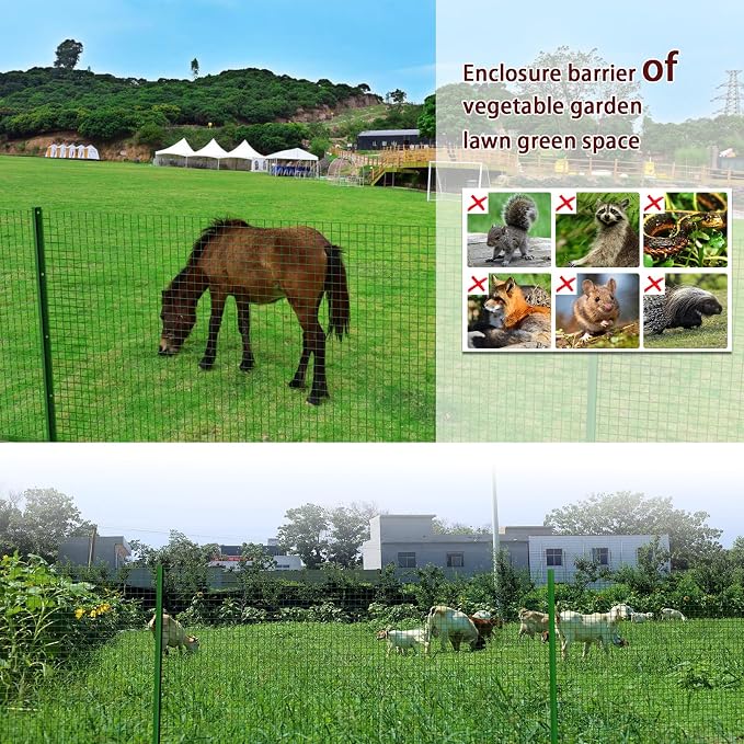 Hardware Cloth 1' 36in x 100ft Chicken Wire, Green Garden Fence, PVC Coated Metal Welded Wire Mesh for Preventing Snakes, Raccoons, Foxes, Poultry Netting