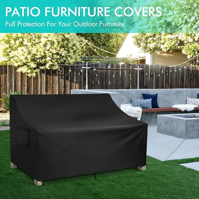 WLEAFJ Patio Sofa Cover Waterproof, Outdoor Loveseat Cover, Heavy Duty Outdoor Couch Cover, Large Lawn Patio Furniture Covers with Air Vent, 48’’ W x 26’’ D x 33’’ H