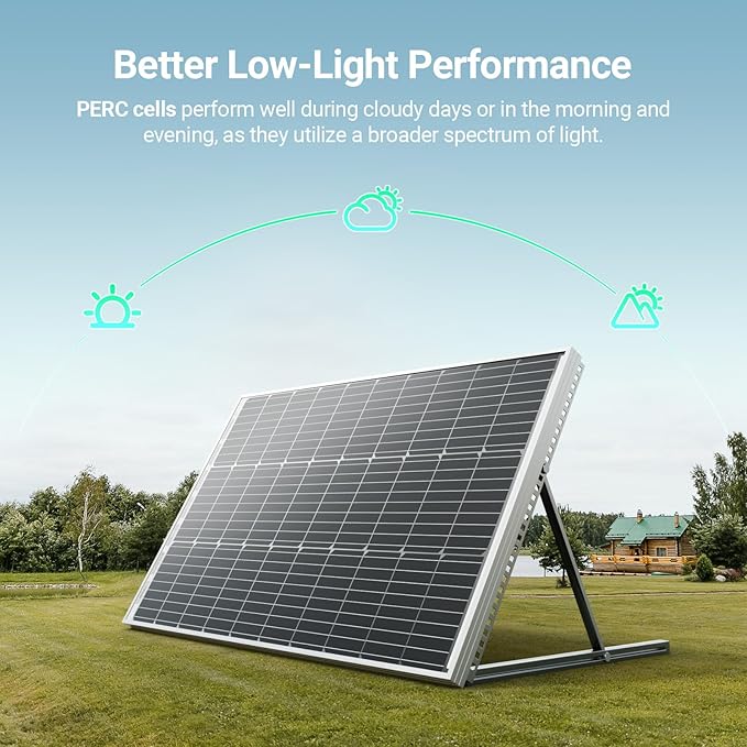 HQST-100W 12V Monocrystalline Solar Panel, High Efficiency Module PV Power for Battery Charging Boat, Caravan, RV and Any Other Off Grid Applications(2-Pack Solar Panels)