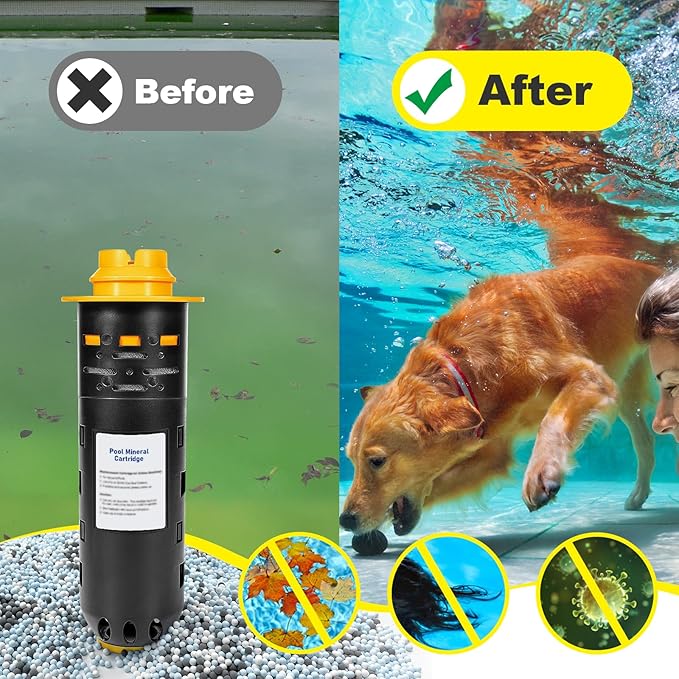 Pool Mineral Cartridge W28000 W28001 W28002 Replacement for Nature2 Duoclear 25 35 for Zodiac DuoClear Fusion, Fusion Soft, Vision Pro System Inground Above Ground, Black