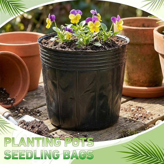 20 Pcs 10 Gallon Nursery Bags 15.8 Inch Round Nursery Plant Pots Containers Soft Plastic with Drainage Holes for Large Flowers Trees Vegetables Indoor Outdoor Women Gardening Gifts, Black