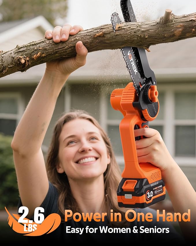 8.5" Pruning Shears for Gardening & 8inch Mini Chainsaw Cordless, [3.0AH] Battery Powered Electric Chain Saw