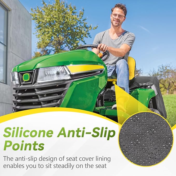 Lawn Mower Seat Cover for John Deere LP92334 Riding Mower, Fits 14“ - 16'' Seats, Weatherproof 600D Oxford Fabric Tractor Seat Cover, Large