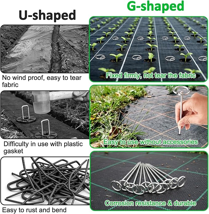 25 Pcs 6-Inch Heavy-Duty Galvanized Landscape Staples – Thickened 8 Gauge Circle Top Pins, Rust-Resistant for Weed Barrier, Landscape Fabric, and Garden Projects