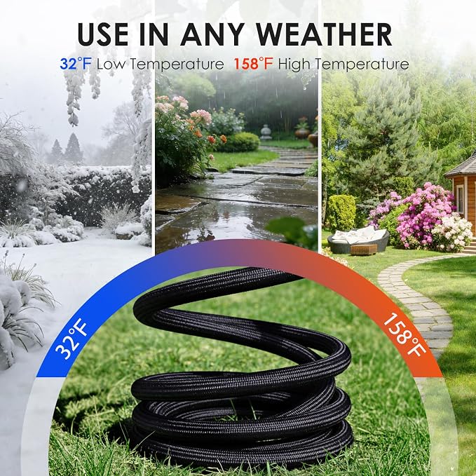 Garden Hose 50 FT, Non-Expanding Lightweight Water Hose with 10 Function Nozzle, Flexible, Kink Free, Wear-Resistant Fabric Leak Proof Garden Hoses for Outdoor, Yard, Lawn, Car, Marine, RV, Pet Bath