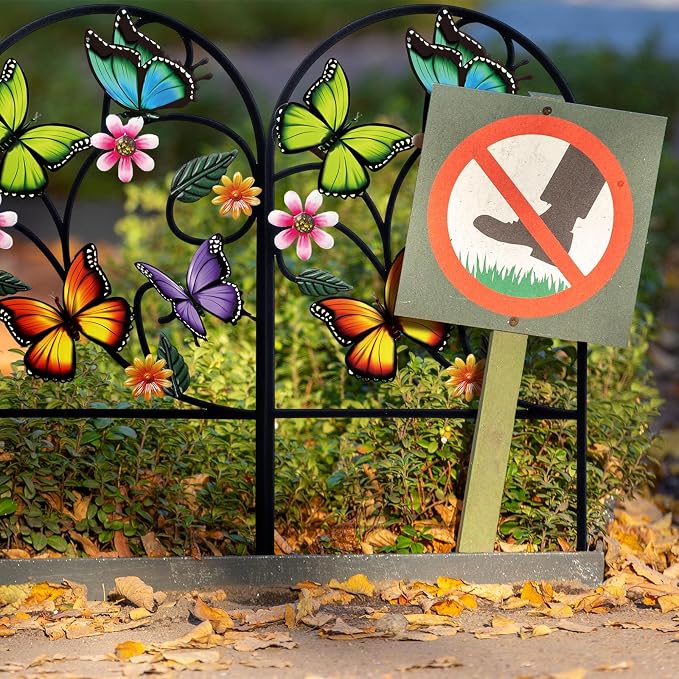 Yaocom 12 Pack Bright Butterfly Decorative Garden Fence 23.5''H x 13'W Animal Barrier Border Butterfly Flower Design Metal Arch Garden Fence Border for Spring Outdoor Patio Yard Landscape Decor