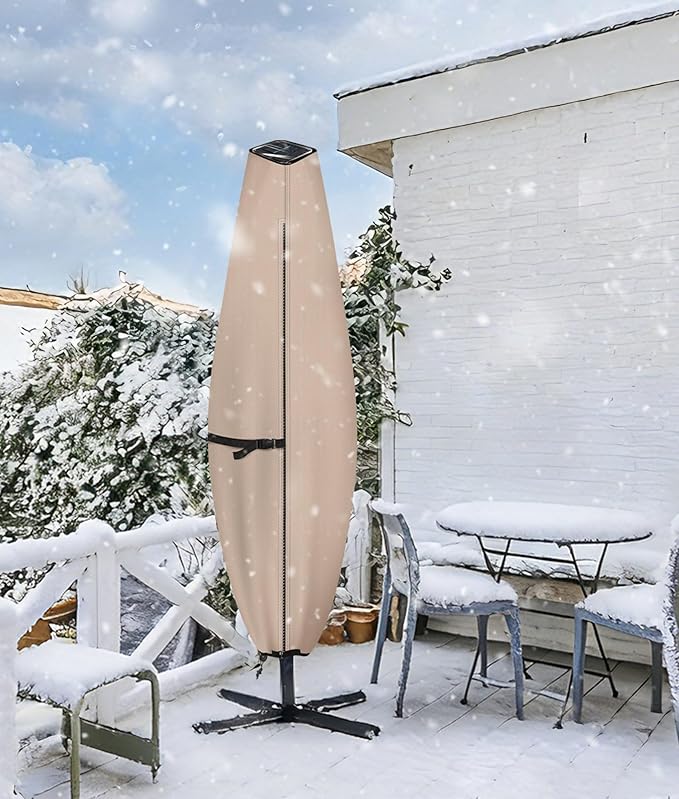 ULTCOVER Patio Parasol 600D Waterproof Clear Top Outdoor Umbrella Cover - Fits Solar Umbrella 8-11 Feet