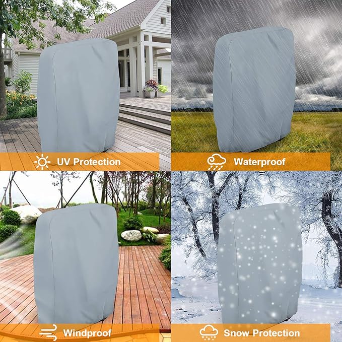 Uranshin Outdoor Folding Chair Covers 2PCS, Zero Gravity Chair Covers Waterproof, Sturdy Folding Patio Chair Covers with Storage Bag, Outdoor Chair Covers All Weather, 28" W x 13" D x 43" H, Grey