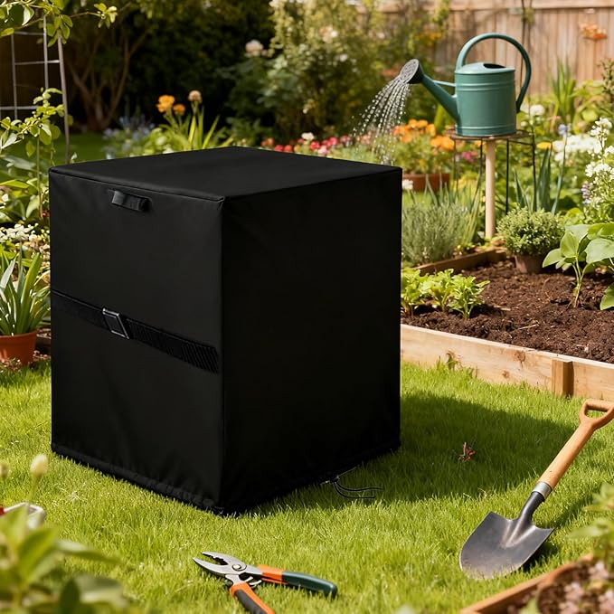 Deck Box Cover for Keter 30 Gallon / for Greesum 31 Gallon Deck Box for Outside, Waterproof Resin Storage Box Bin Covers Patio Furniture Side Table Cover- 23"L x 18"W x 22"H