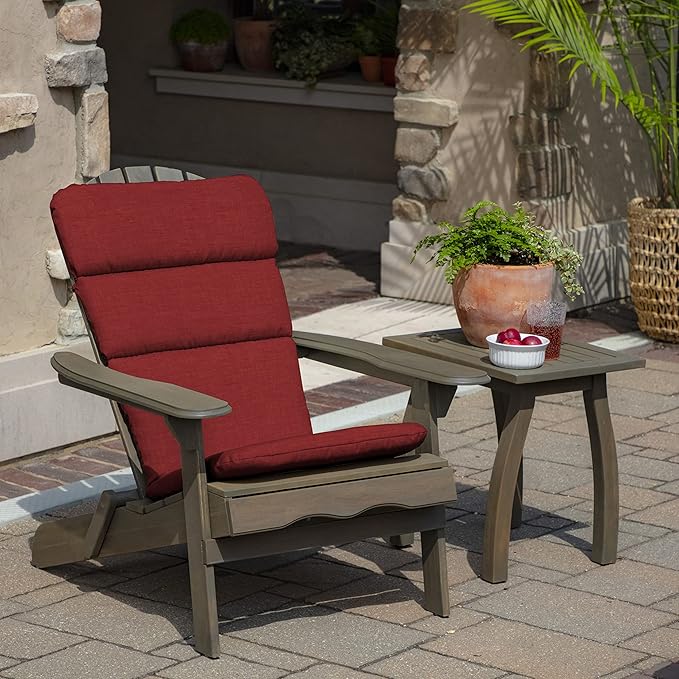 Arden Outdoor Adirondack or Rocking Chair Cushion, 20 x 17, Rain-Proof, Fade Resistant 17 x 20, Ruby Red Leala