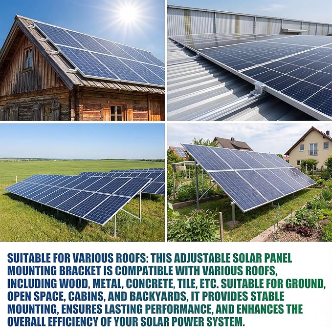 Solar Panel Mounting Rail Kit for 10 x 320W Panels, Includes 16 x 47.2 Aluminum Rails, Adjustable Clamps, L-Brackets & Grounding Hardware, Racking System for Metal, Tile, Shingle Roof