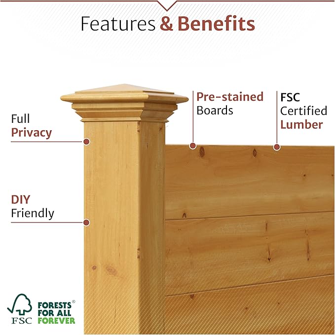 4ft H x 4ft W (2 Panels) No Dig Enclo Premium Wood Privacy Screen, Ideal Outdoor Privacy Wall, Pool Equipment Enclosure, Cedar Fence, Trash Can Enclosures, Air Conditioner Fence, EC18029 | 4ft H x 4ft W, 2 Panels, FSC Certified
