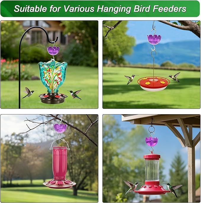 6-Pack Ant Moat for Hummingbird Feeders, Large Capacity Petal-Shaped Ant Guard, Outdoor Ant-Proof Hanging Feeder Accessories, Twist & Clean with Level Window (6 Set)