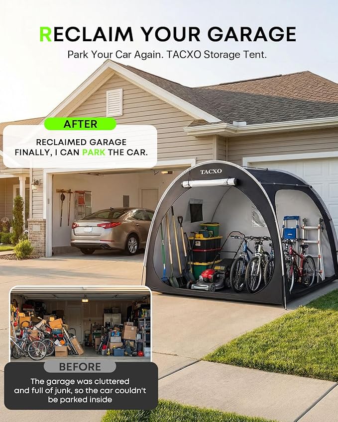 Bike Storage Shed Tent,Bike Cover Waterproof Outdoor Storage Shed with 210D Oxford Fabric PU4000 for 4-5Bikes,Portable Bicycle Shelter for Motorcycle,Garden Tools,Lawn Mower
