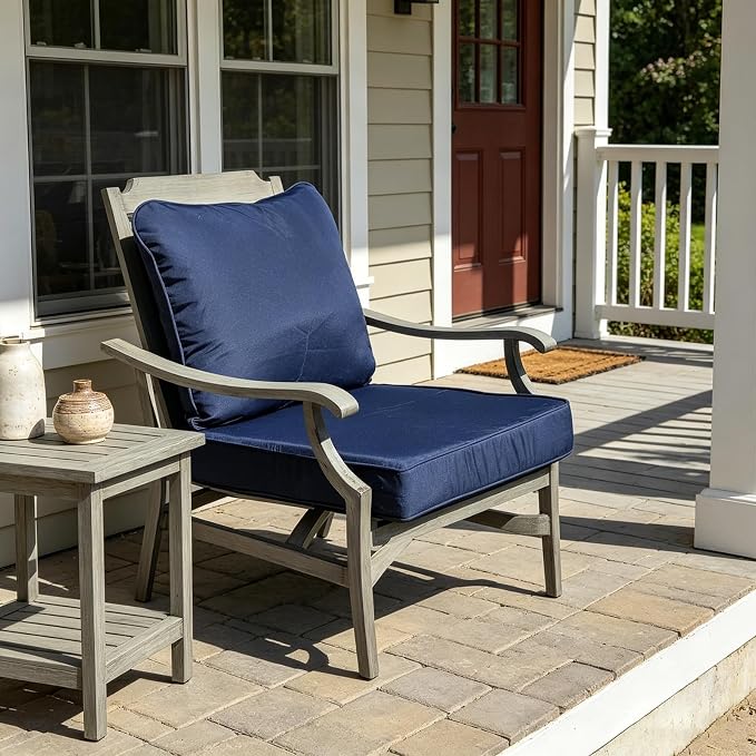 24''x24''x4'' Outdoor Seat Cushion Set, Blue Patio Replacement Cushions | Water-Resistant & Fade Resistant Fabric with Removable Cover, Fits Outdoor Chair Sofa Couch