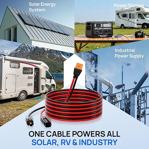 ECO-WORTHY Solar to XT60i Cable 12AWG 10FT Extension Cable Solar Connector to XT60i Adapter Cable for Portable Power Station LiFePO4 Battery