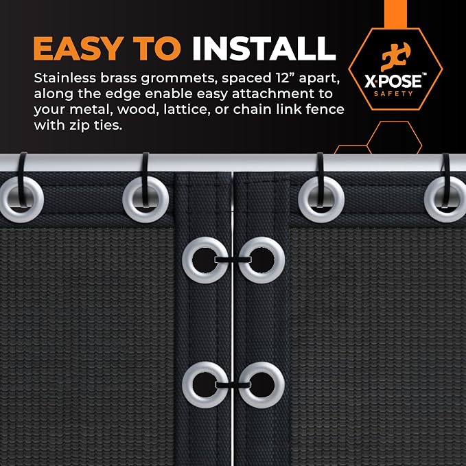 Xpose Safety Privacy Fence Screen 6’ x 50’ – Heavy Duty Black Mesh with 90% Visibility Block, UV Protection – Includes Cable Ties – for Garden, Yard, Nursery, Kennel, Dog Run, Greenhouse