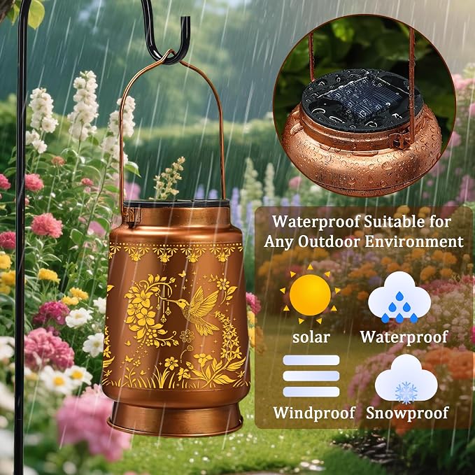 Hummingbird Solar Lanterns Outdoor Waterproof, Hummingbird Gifts for Women Hanging Solar Lights for Outside, Decorative Light for Garden Patio Porch Yard Decor