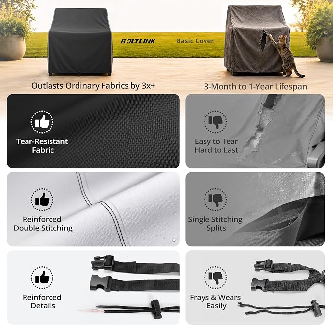 Patio Chair Covers Waterproof, Heavy Duty Outdoor Furniture Covers Fits up to 29W x 30D x 36H inches -2 Pack,Black