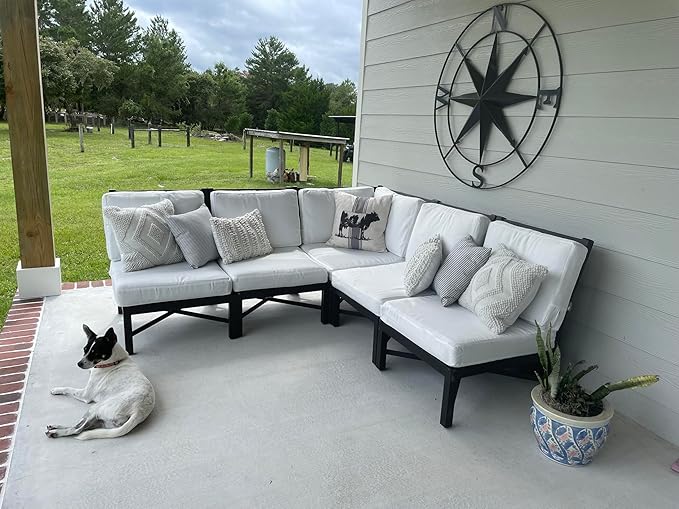 FLYMEI Patio Cushion Covers 24x22x4 Waterproof Outdoor Cushion Cover Replacement 4Packs Outdoor Seat Cushion Slipcover for Rattan Chair Sofa, Ivory