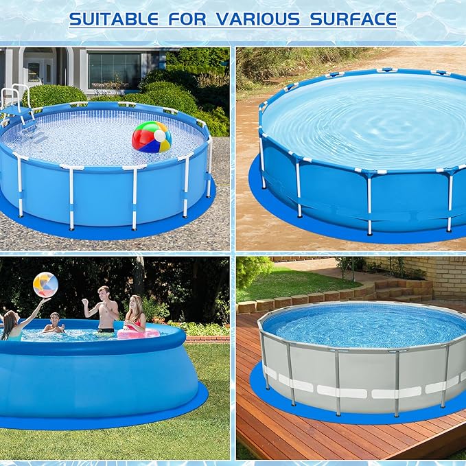 12 Ft Pool Liner Pad for Round Above Ground Pools, Thickened Pool Mat Tarp for Under Pool, Dual-Color Pool Ground Pad Cloth Floor Mat for Pool Bottom, Puncture Protection & Extend Liner Life