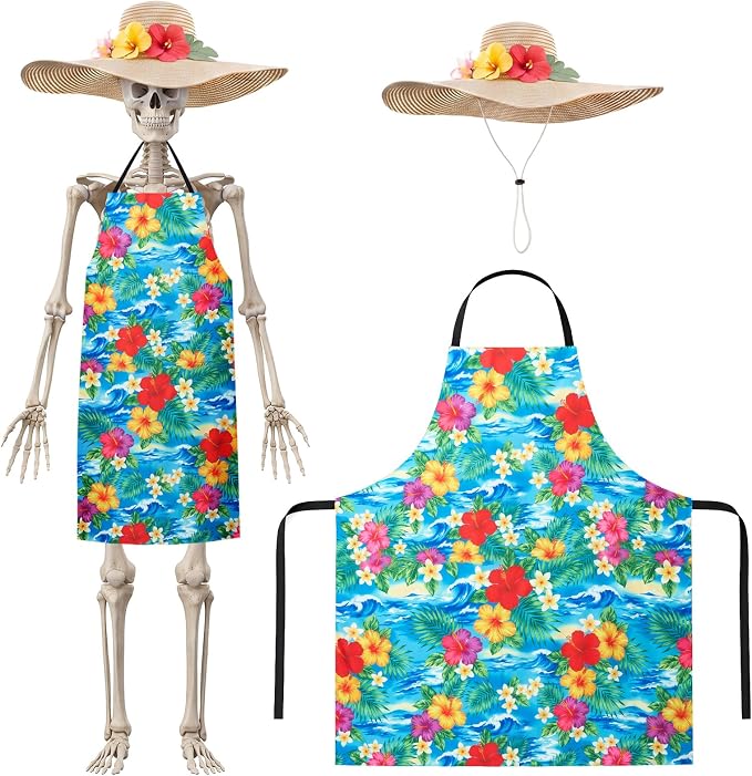 Mepase 12ft Skeleton Costume Accessories Set Oversize Hat and Apron Prop Giant Outdoor Indoor Yard Garden Lawn Decoration