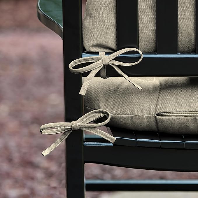 Arden Plush Indoor/Outdoor Rocking Chair Cushion Set, 18 x 20, Water Repellent, Fade Resistant, Tufted Cushion for Rocking Chairs Tan Leala