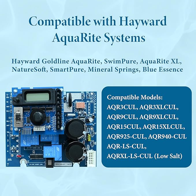 GLX-PCB-RITE Main Circuit Board & GLX-PCB-DSP Display Board，Fits The Hayward/Goldline Aqua Rite Saltwater Chlorinator，for Pool Chlorinators Replacement，Hayward aquarite Circuit Board