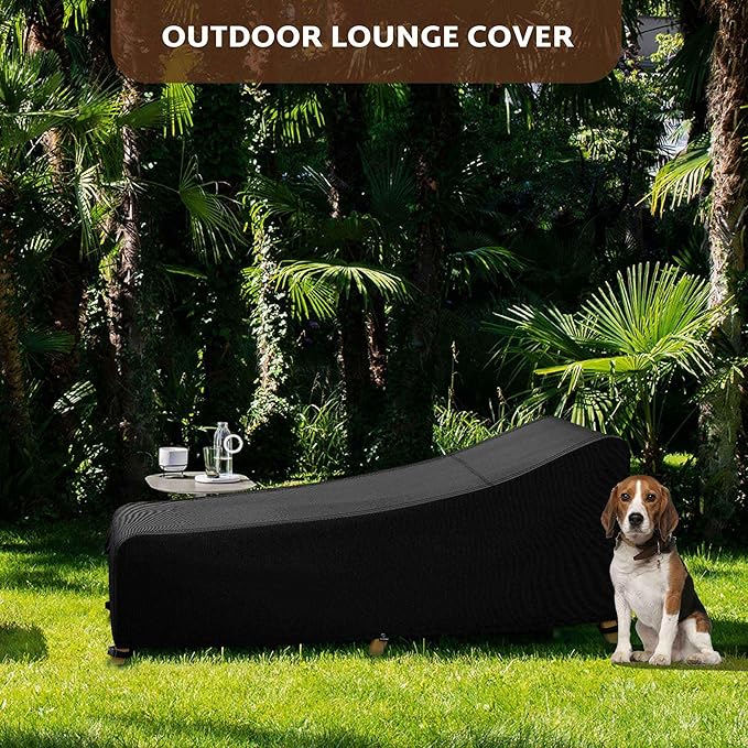 iBirdie Outdoor Lounge Chaise Chair Cover 70L x 28W x 34H inch Waterproof Patio Furniture Covers Lawn Pool Chair Cover 1 Pack Black