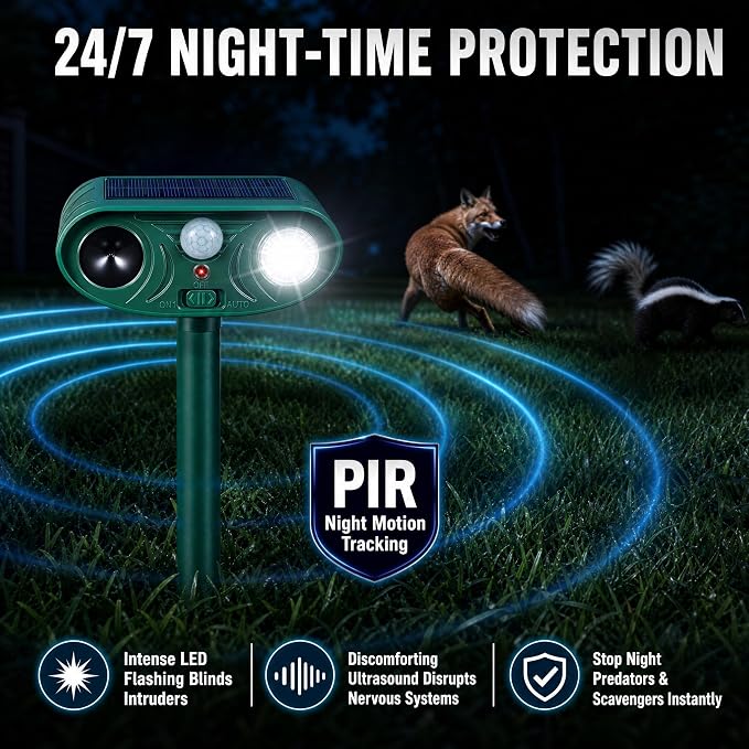 2026 Sonic Fortress Pro Deer Repellent Devices, Racoon Repellent Outdoor Squirrel Fortress Pro Animal Repeller Cat Deterrent with Motion Sensor& Light to Scare Bear Rabbit Skunk for Garden Yard(4)