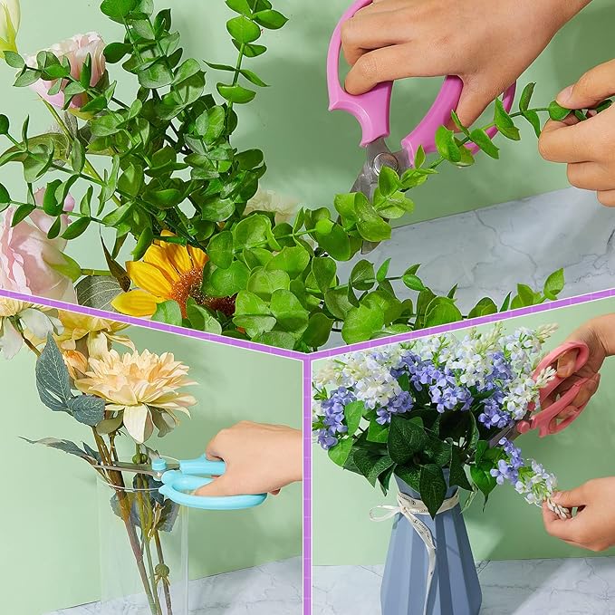 12 Pcs Gardening Tools Flower Scissors Flower Bar Supplies Pastel Rainbow Color Pruning Scissors Floral Shears Stainless Steel Garden Clippers Cutters for Branches Leaves, Gift for Women(Fresh Color)