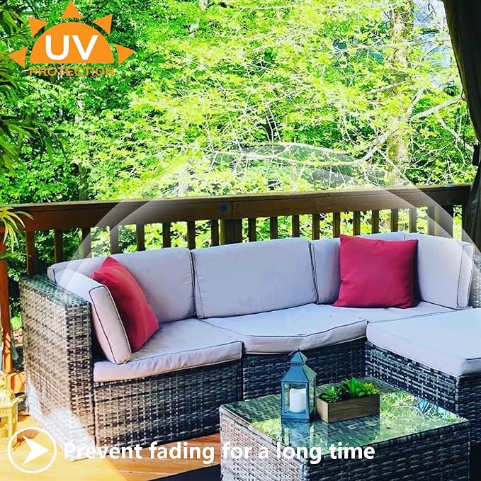 Outdoor Cushion Covers Replacement 14 Pcs Patio Cushion Covers fit for 7Pieces 6-Seater Wicker Rattan Sectional Couch Sofa Outdoor Cushion Slipcovers Set Seat and Back Cover Only, Grey