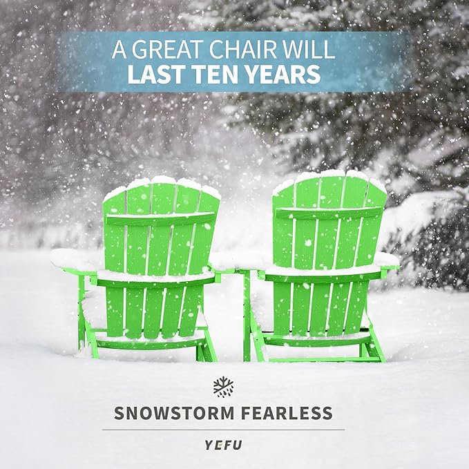 YEFU Adirondack Chairs Set of 6: Plastic Adirondack Chairs - Patio Chairs with Wood Texture - Outdoor Chair HIPS - Lawn Fire Pit Deck Porch Garden Chairs for Adults (Lime)