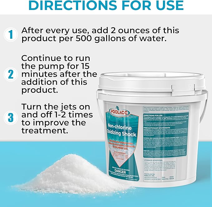 POOLACC Non-Chlorine Spa Shock for Hot Tub - 5 lbs, Chlorine-Free Shock Oxidizer Treatment for Hot Tubs, Spas and Swimming Pools, Fast Acting, Quick Dissolving Oxidizing Shock for Crystal Clear Water
