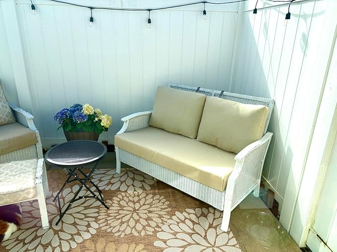 FLYMEI Patio Cushion Covers 48x24x5 Waterproof Outdoor Cushion Cover Replacement 1Packs Outdoor Seat Cushion Slipcover for Rattan Chair Sofa, Beige
