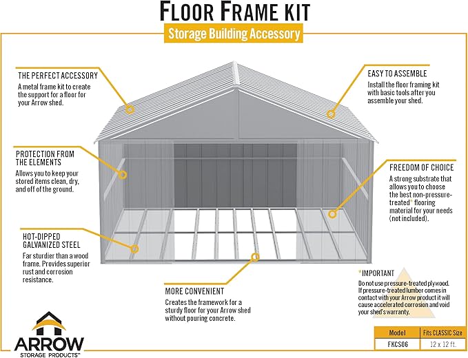 Arrow Sheds Floor Frame Kit for Arrow Classic Sheds Sized 12' x 12'