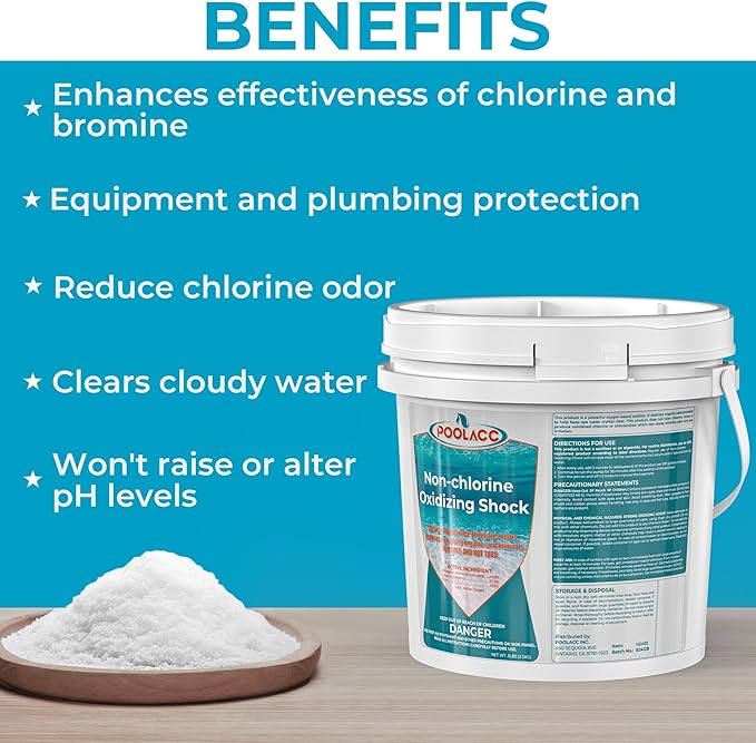 POOLACC Non-Chlorine Spa Shock for Hot Tub - 5 lbs, Chlorine-Free Shock Oxidizer Treatment for Hot Tubs, Spas and Swimming Pools, Fast Acting, Quick Dissolving Oxidizing Shock for Crystal Clear Water