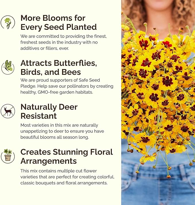 Eden Brothers Annual & Perennial Wildflower Seed Bundle for Planting – 39 Non-GMO, Pollinator Friendly Flower Seed Varieties – Plant in Spring, Zones 3, 4, 5, 6, 7, 8, 9, 10