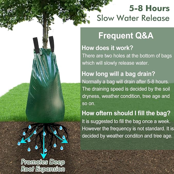 REMIAWY Tree Watering Bag 20 Gallon Watering Bag for Trees with Heavy Duty Zipper Premium PVC Slow Release Drippers (5-8 Hours Releasing Time)