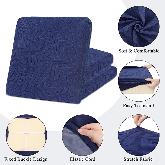 HEBE Stretch Patio Cushion Covers Set 8pcs,Waterproof Outdoor Couch Covers Replacement,Washable Reusable Seat Cushion Slipcovers for Patio Furniture Protector,Chair Cushion Cover